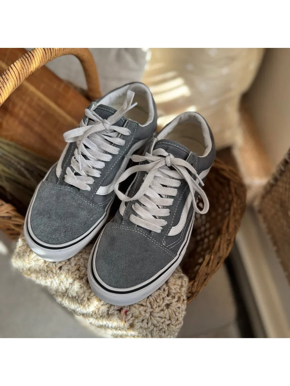 Vans old skool smoke blue “rain drum” casual pig suede women’s shoes sz 8